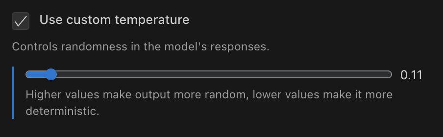 Temperature setting in ProdE settings panel