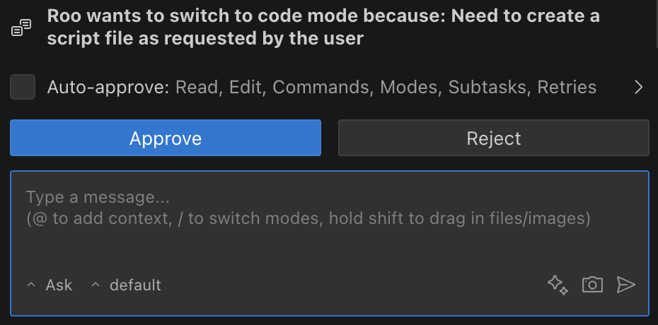 Accepting a mode switch suggestion from ProdE