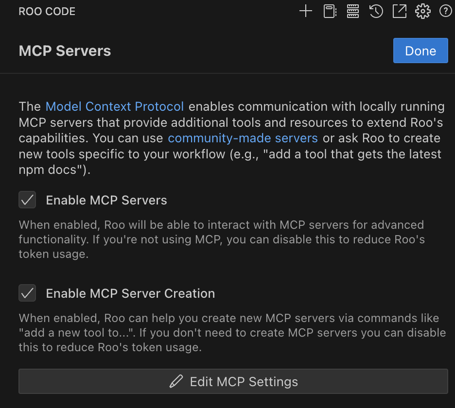 MCP Servers interface in ProdE
